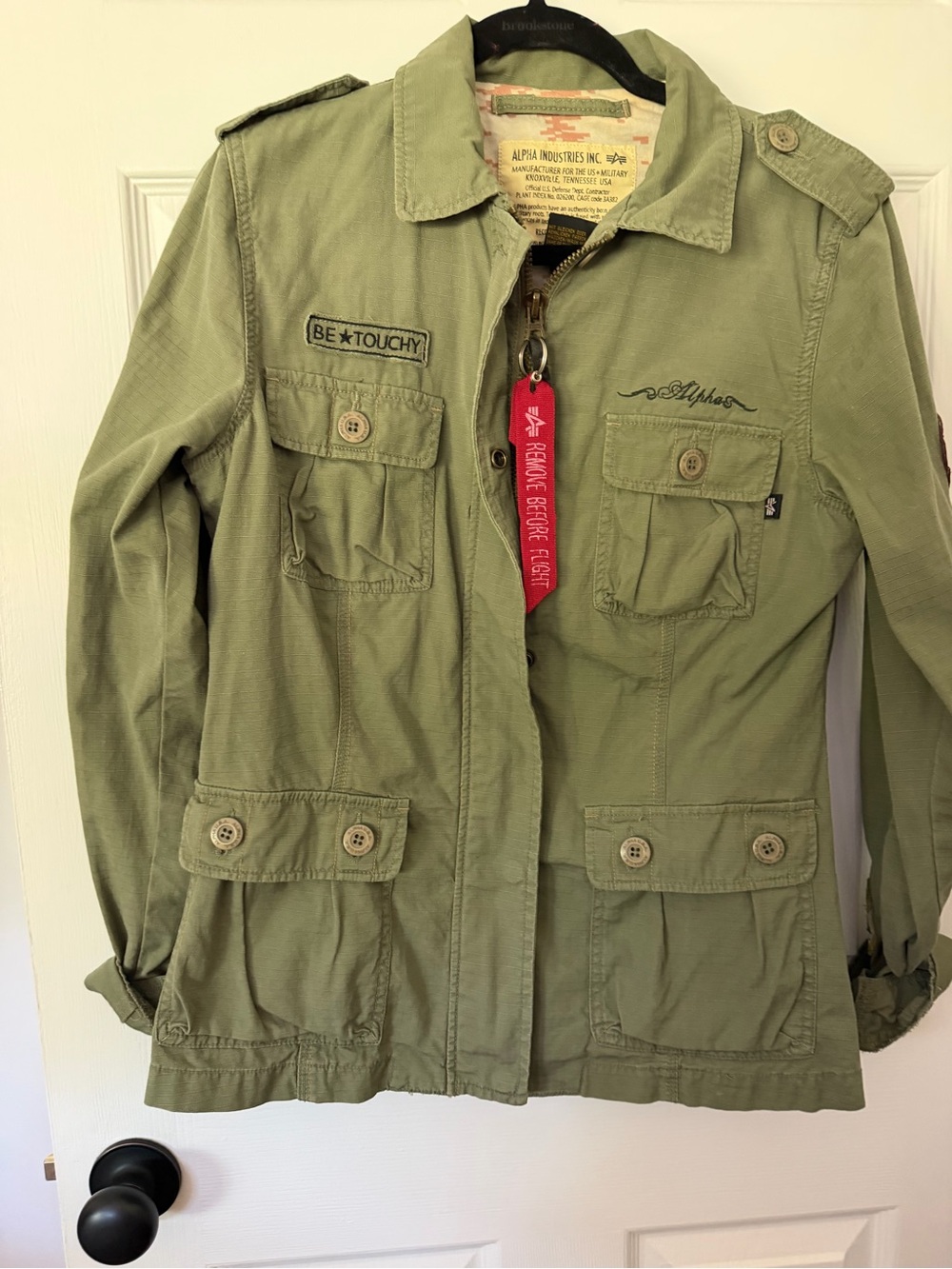 Alpha Industries Olive Utility Field Jacket with Red Pull Tab